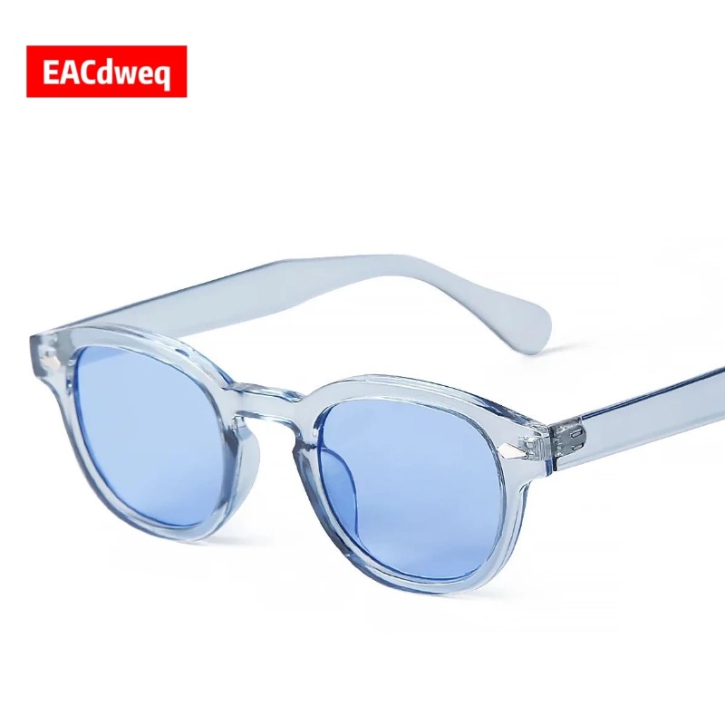 Men'S Fashion Round Glasses - ファッション透明ブルーラウンドサングラス女性男性レトロリベットシェード小さな正方形サングラス UV400 メガネ