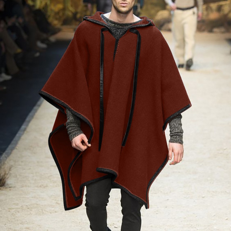 Mens Fashion Poncho - メンズファッション イレギュラー クール クローク コート フード付き