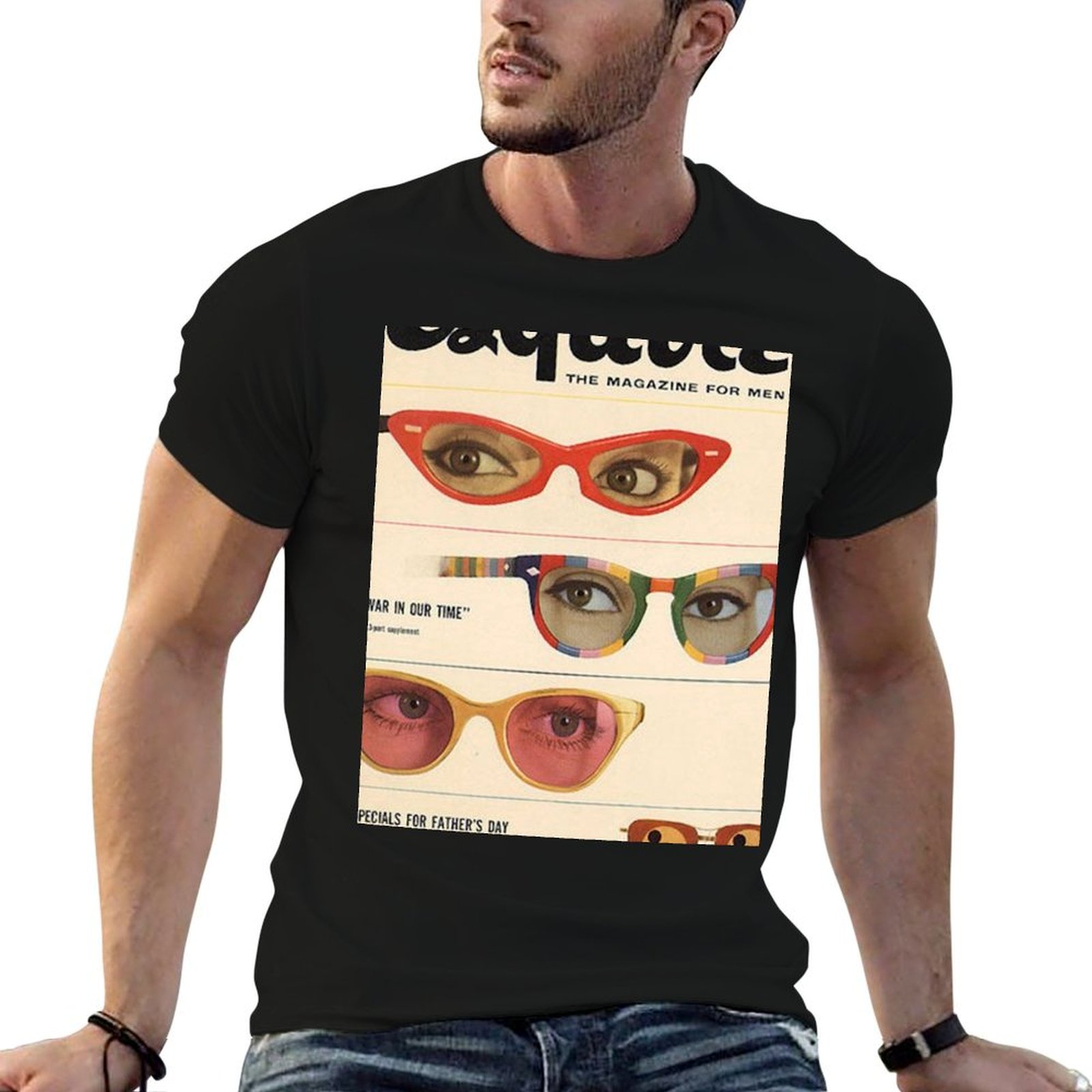 Mens Fashion Magazines - エスクァイア 1960 年代雑誌サングラスレトロファッション Tシャツメンズグラフィック Tシャツ Tシャツパーソナライズされた