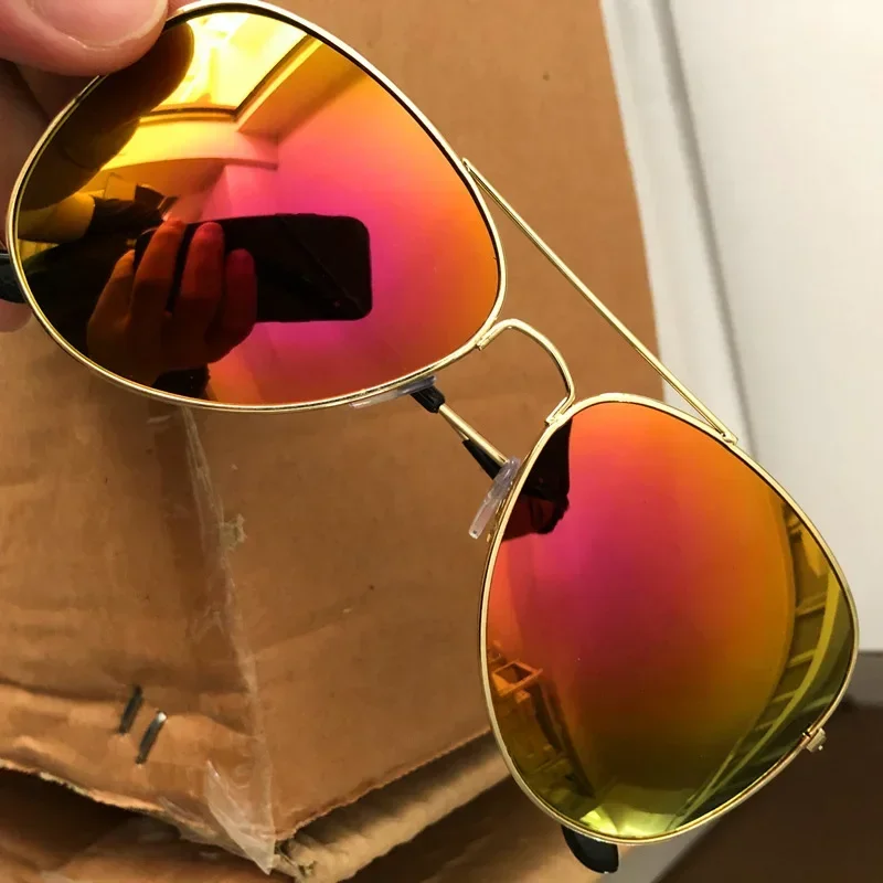 Men'S Fashion Round Glasses - 1 個ファッションメタルサングラス女性男性パイロットラウンドグラデーションミラー屋外運転メガネ