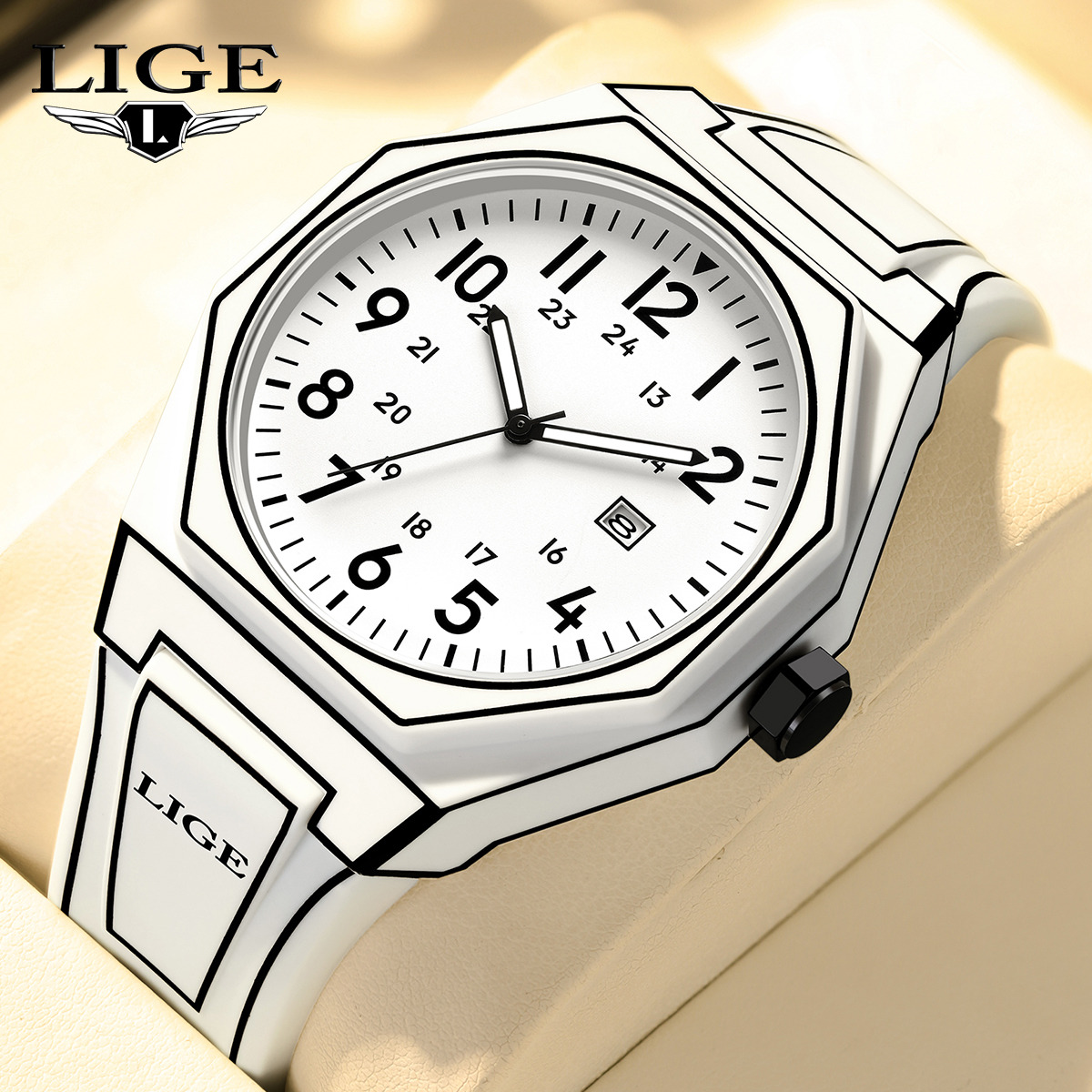 Mens Fashion Watch - LIGE 新しいメンズ腕時計ミリタリーメンズクォーツ腕時計ファッションクラシックシリコンスポーツ防水カレンダーレロジオ Masculino + ボックス