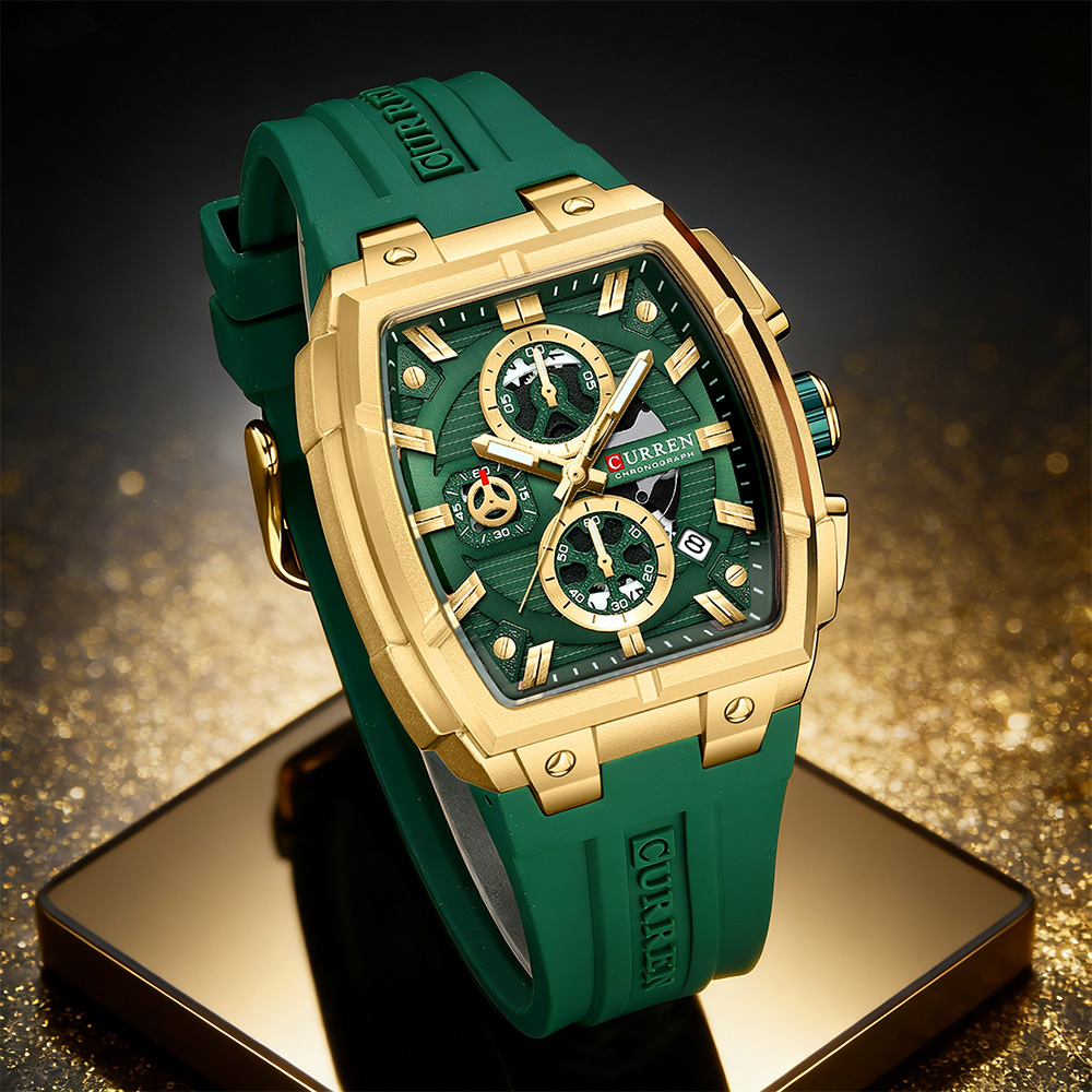 Mens Fashion Watch - CURREN 高級ヴィンテージ腕時計 メンズ スポーツ クロノグラフ クォーツ腕時計