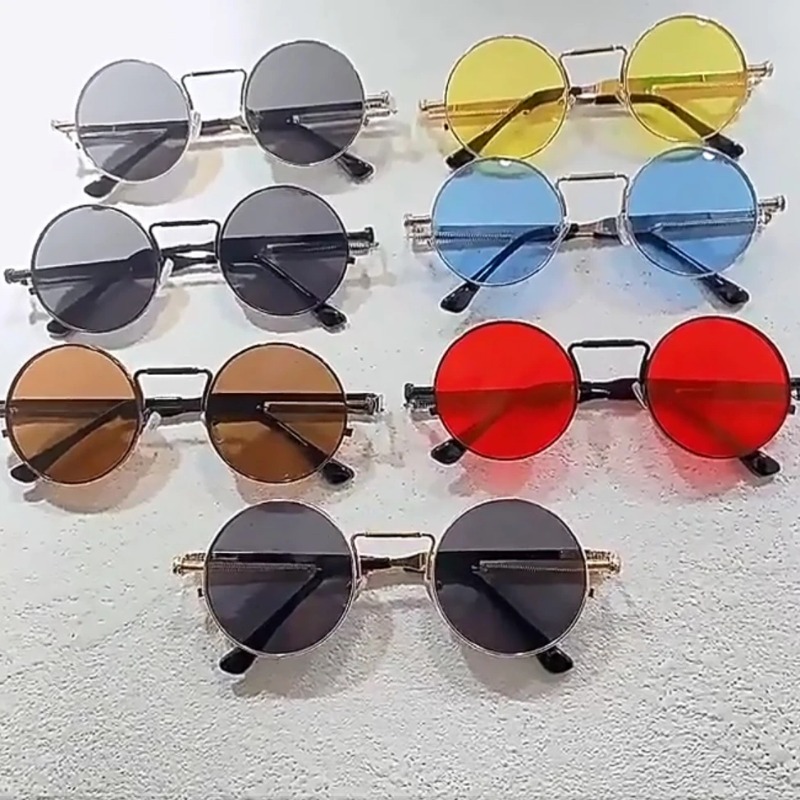 Men'S Fashion Round Glasses - ヴィンテージメタルフレームラウンドサングラス女性男性パンク円形サングラス女性眼鏡サングラス男性女性眼鏡