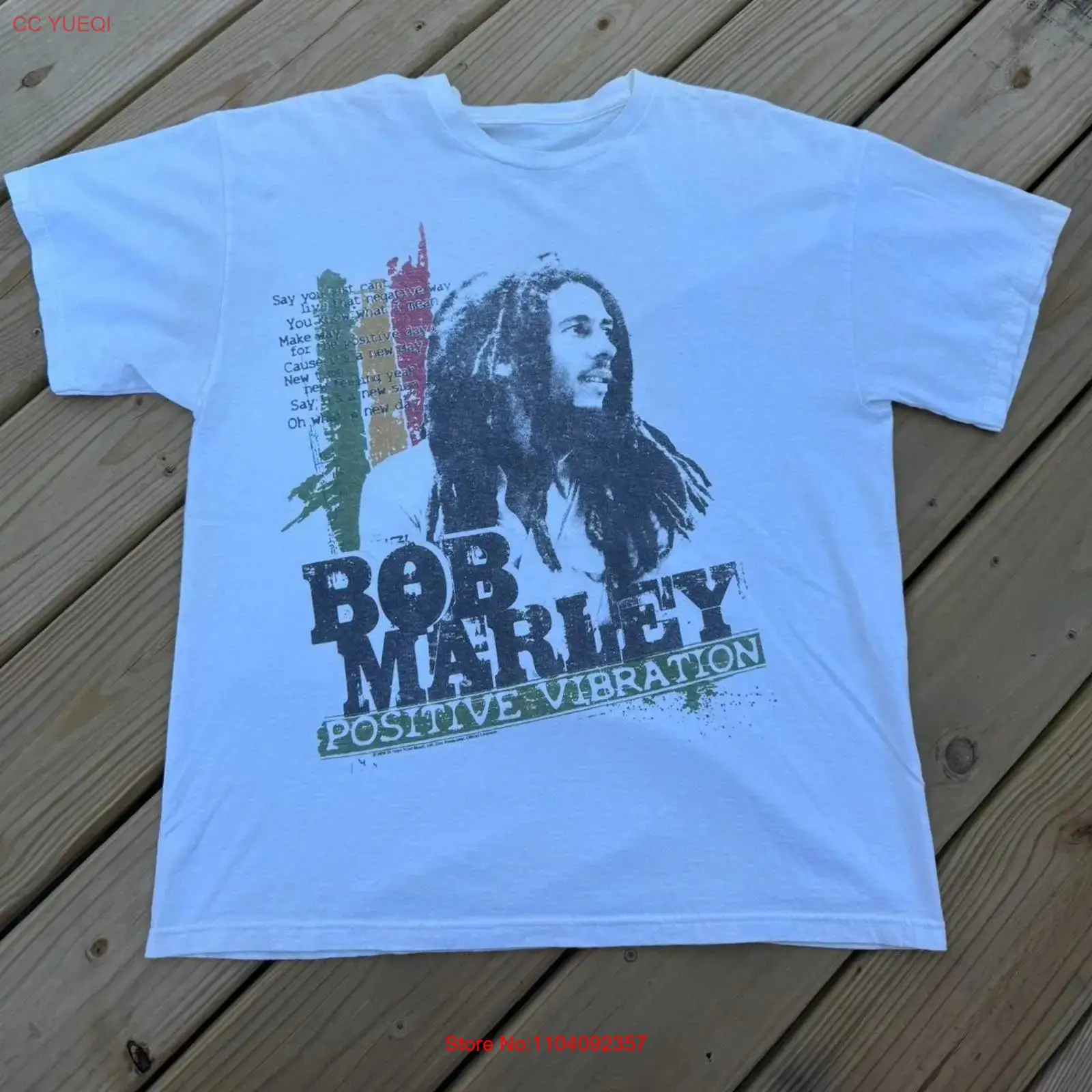 Mens Fashion In The 2000S - ヴィンテージ2000年代 ボブ・マーリー ポジティブ・バイブレーション ラスタ・レゲエ ホワイト Lサイズ