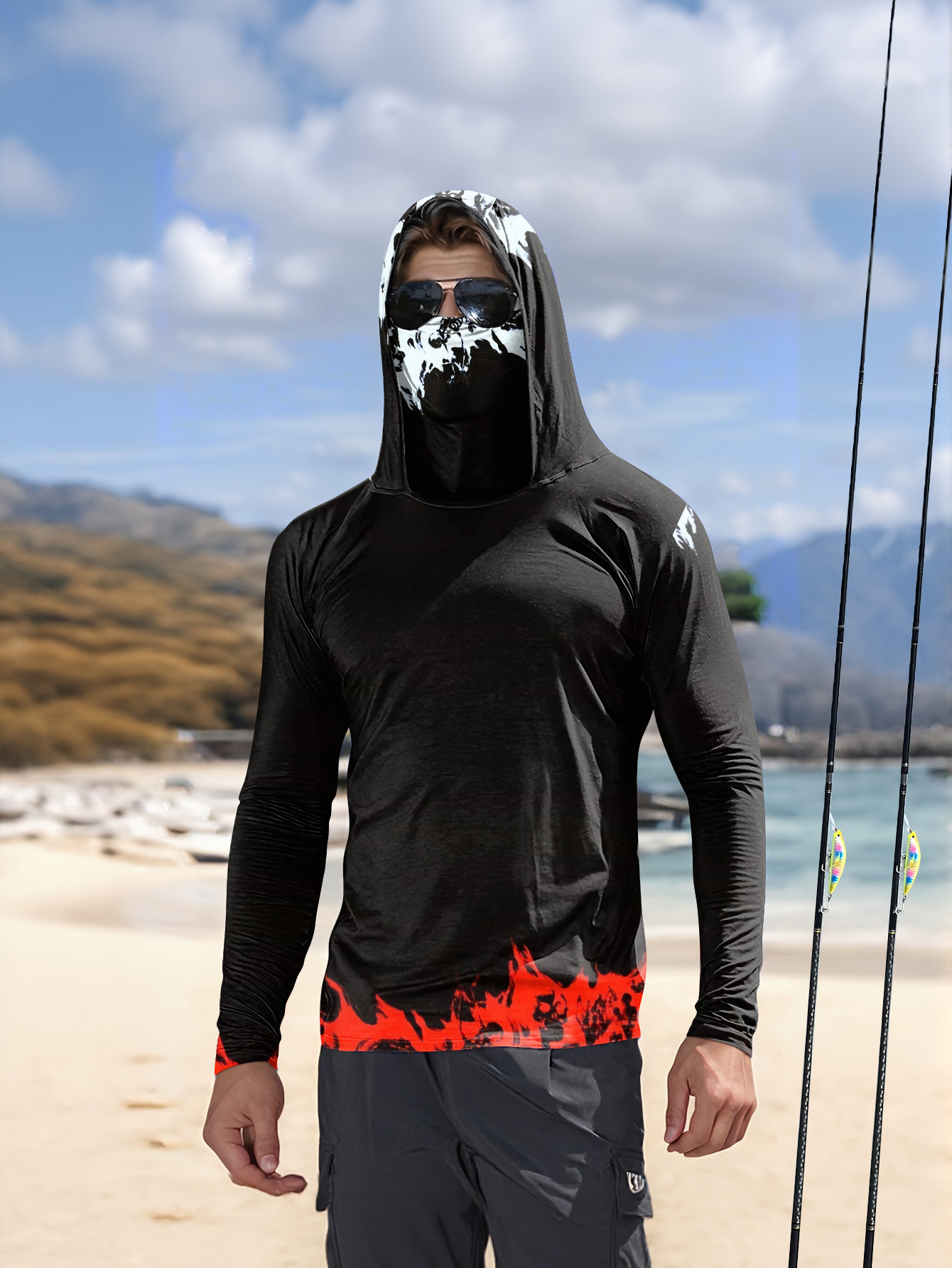 Men'S Fashion For Summer 2026 - 男性フード付き釣りシャツ長袖釣り服釣り t シャツ uv 保護釣りシャツ釣りアパレル速乾性
