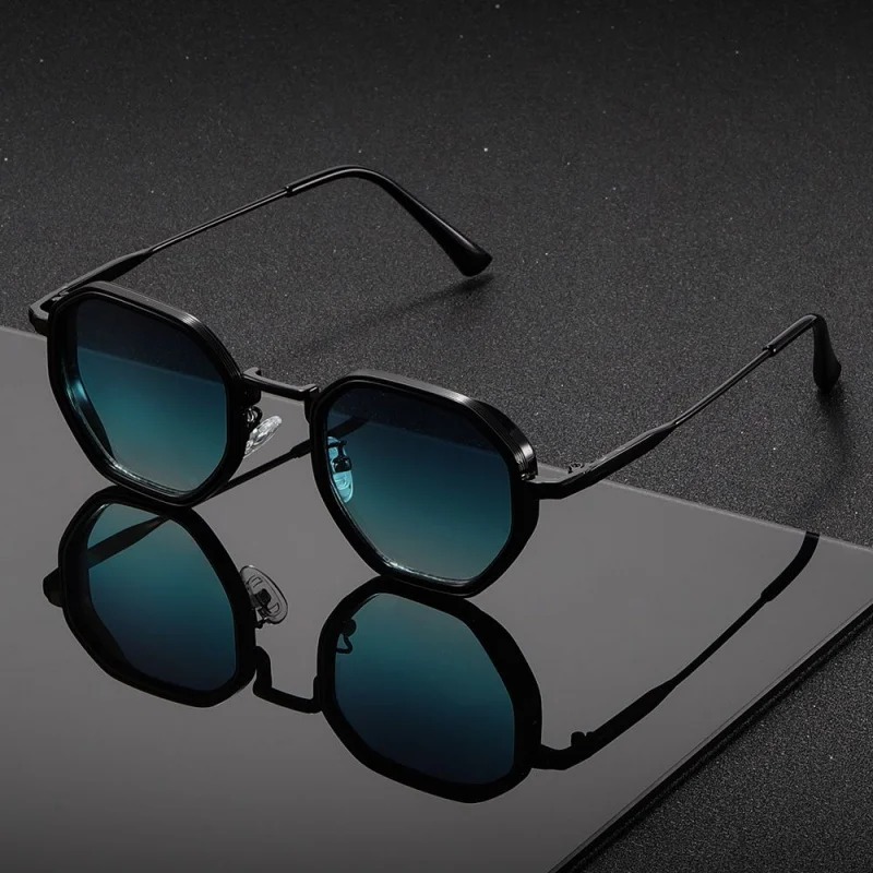 Men'S Fashion Round Glasses - 1 ペアユニセックスラウンドメタルファッショナブルなサングラスヴィンテージ不規則なパンクマンサングラスクラシック UV400 男性女性眼鏡