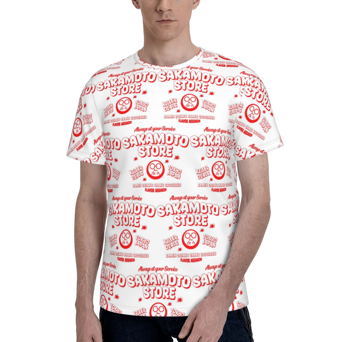 Mens Fashion Store - Sakamoto Days STORE メンズコットンTシャツ 半袖Oネック 夏服トップス