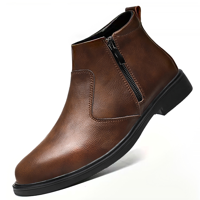 Men'S Fashion Formal - 秋と冬の新しいメンズハイカットレザーシューズ、ジッパー付きレザーブーツ、ファッショナブルで多用途なビジネスカジュアルシューズ、メンズフォーマルシューズ、チェルシーブーツ