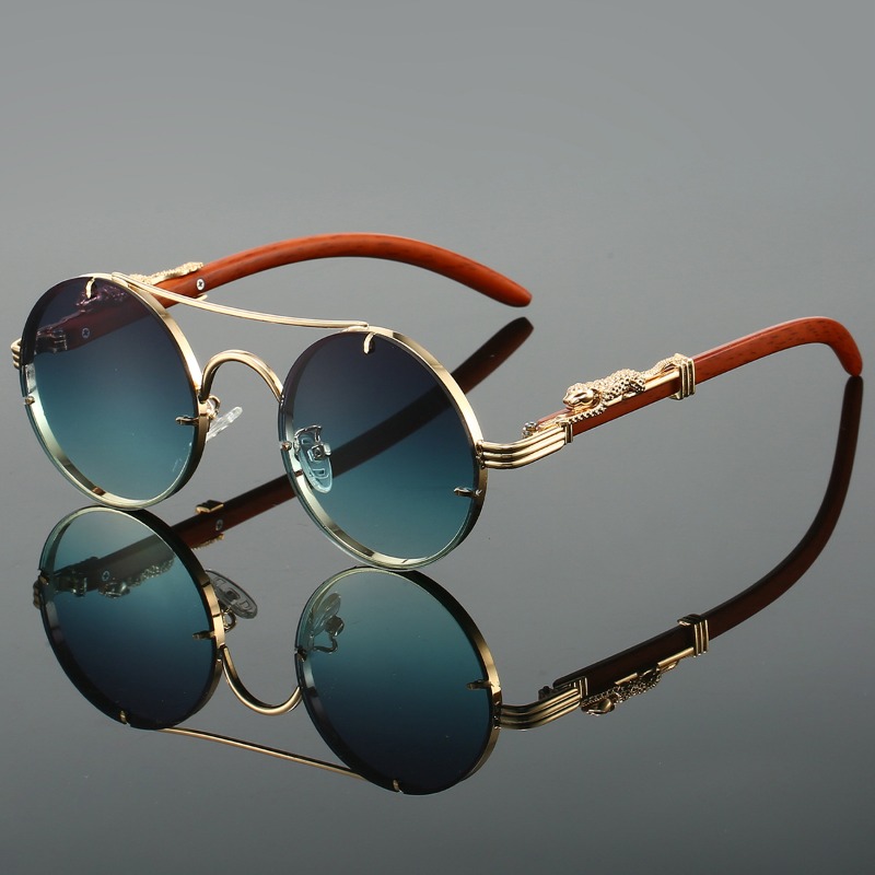 Men'S Fashion Round Glasses - 人気のラウンドサングラス男性ファッションダブルブリッジマルチカラーシェード女性レトロトレンディブランド高級デザインサングラス UV400