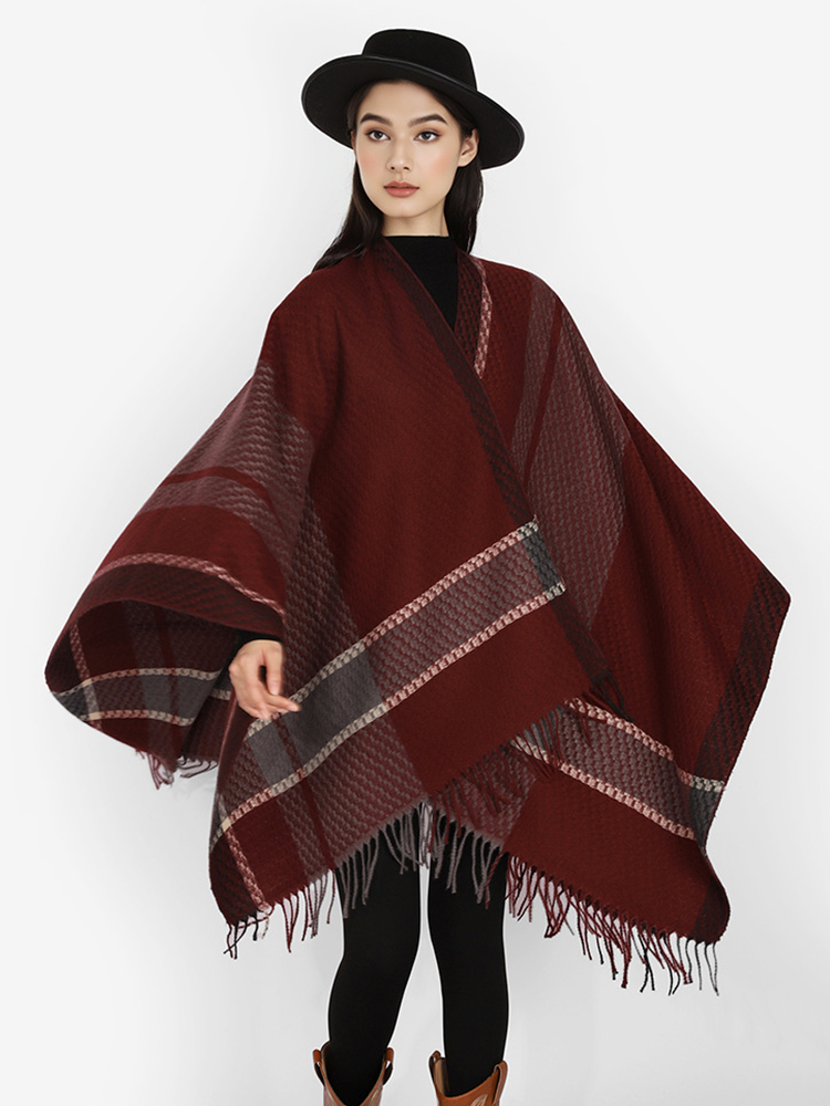 Mens Fashion Poncho - 冬の女性男性スカーフレイヤーポンチョエレガントレトロストライプタッセルラップショールレディ男性スカーフキャパパラムジェパシュミナマント新作
