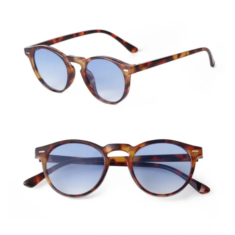 Men'S Fashion Round Glasses - ヴィンテージファッションラウンドサングラス女性男性ブランドデザインレトロリベットイエローブルーレンズスクエアサングラス男性女性ゴーグル