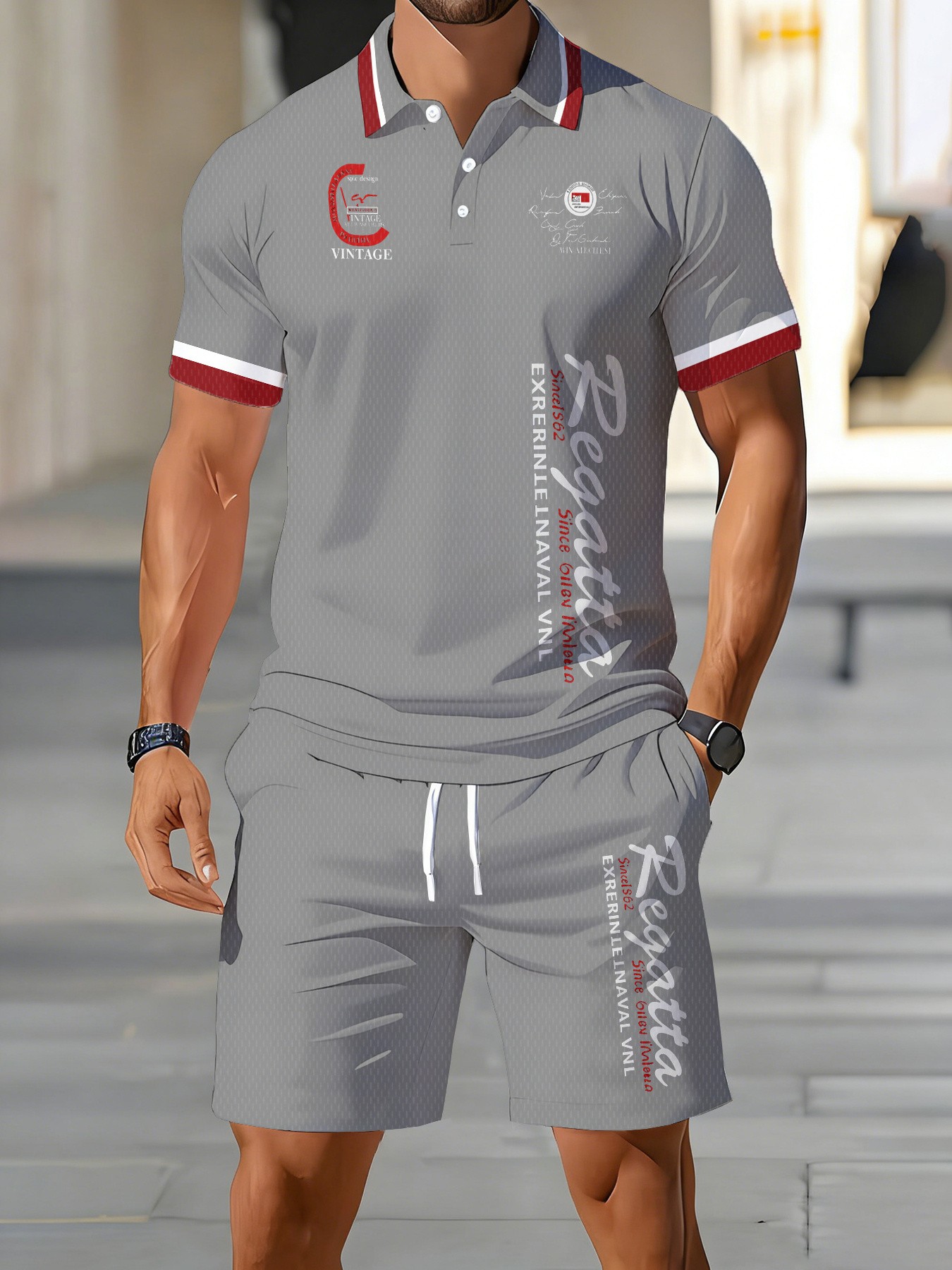 Men'S Fashion Polo Shirt - 2026年夏新作メンズポロシャツセット - ストリートカジュアルファッション 快適で柔らかく通気性のある軽量3Dレターパターンプリント