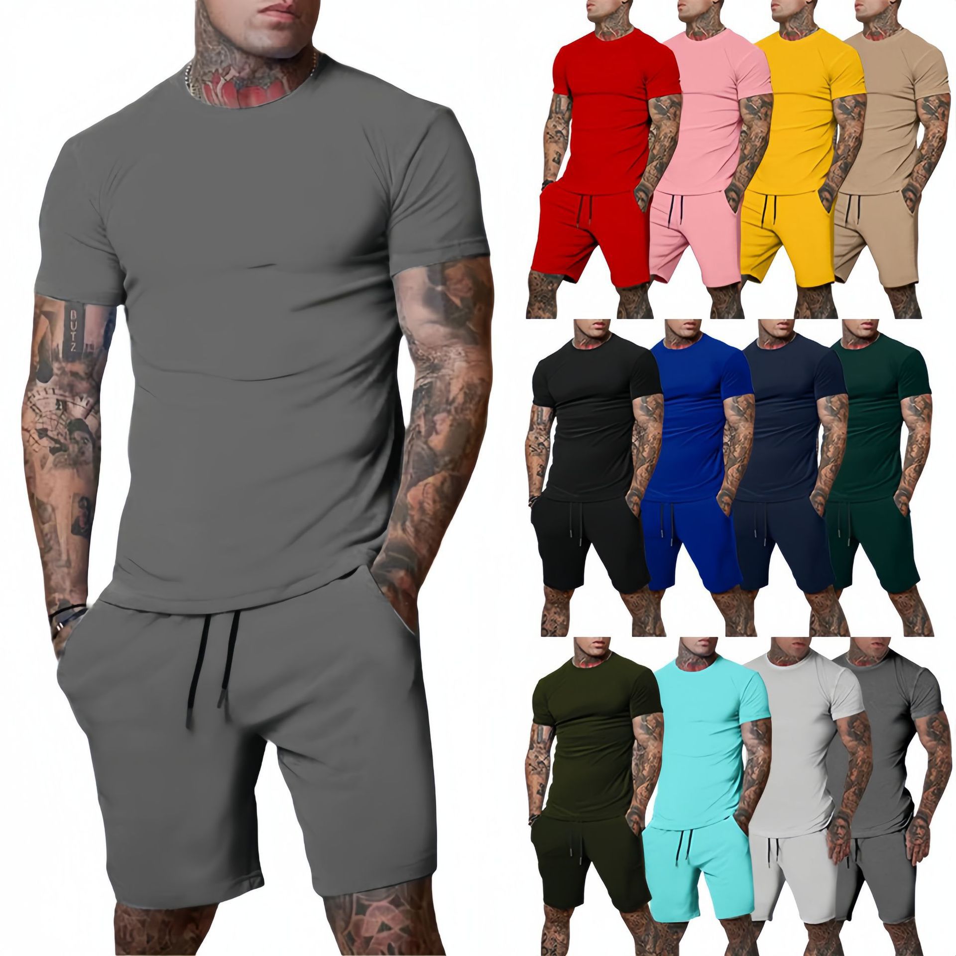Men'S Fashion Formal - おしゃれでカジュアルな夏のアウトドアスポーツスーツ メンズ通気性Tシャツショーツ カジュアルでおしゃれなツーピースセットトラックスーツ