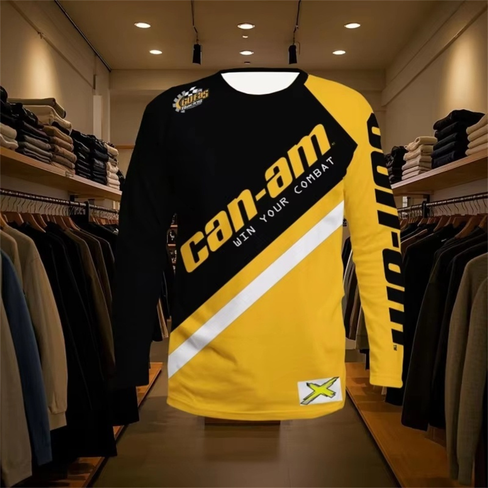 Mens Fashion Summer - バイクレース用長袖ラウンドネックTシャツ、男女兼用、ファッショナブルなCan Amチーム長袖Tシャツ、スポーツメンズウェア