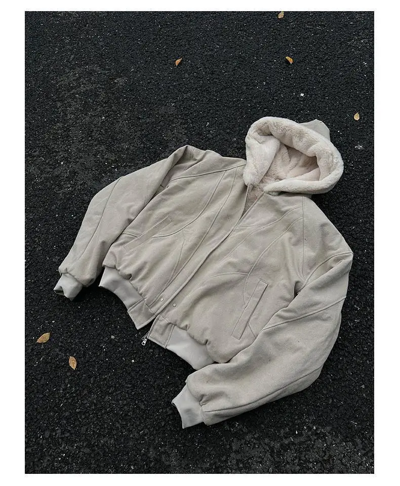 Mens Fashion In The 2000S - アメリカの2000年代ヴィンテージサブカルチャー、カーキウールライナー付きプラッシュウォームポケットフーディージャケット、男女兼用レトロファッションキルティングコート