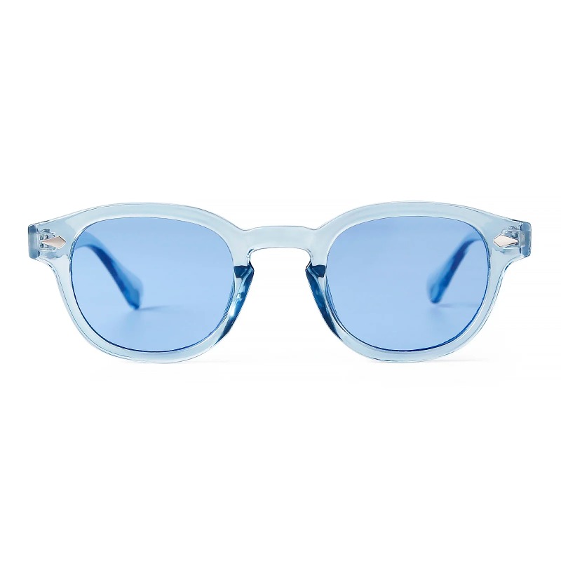 ファッション透明ブルーラウンドサングラス女性男性レトロリベッ - Men'S Fashion Round Glasses のレビューと価格