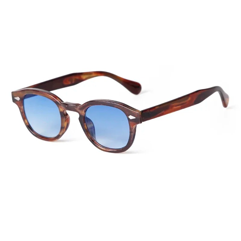 ファッション透明ブルーラウンドサングラス女性男性レトロリベッ - Men'S Fashion Round Glasses のレビューと価格
