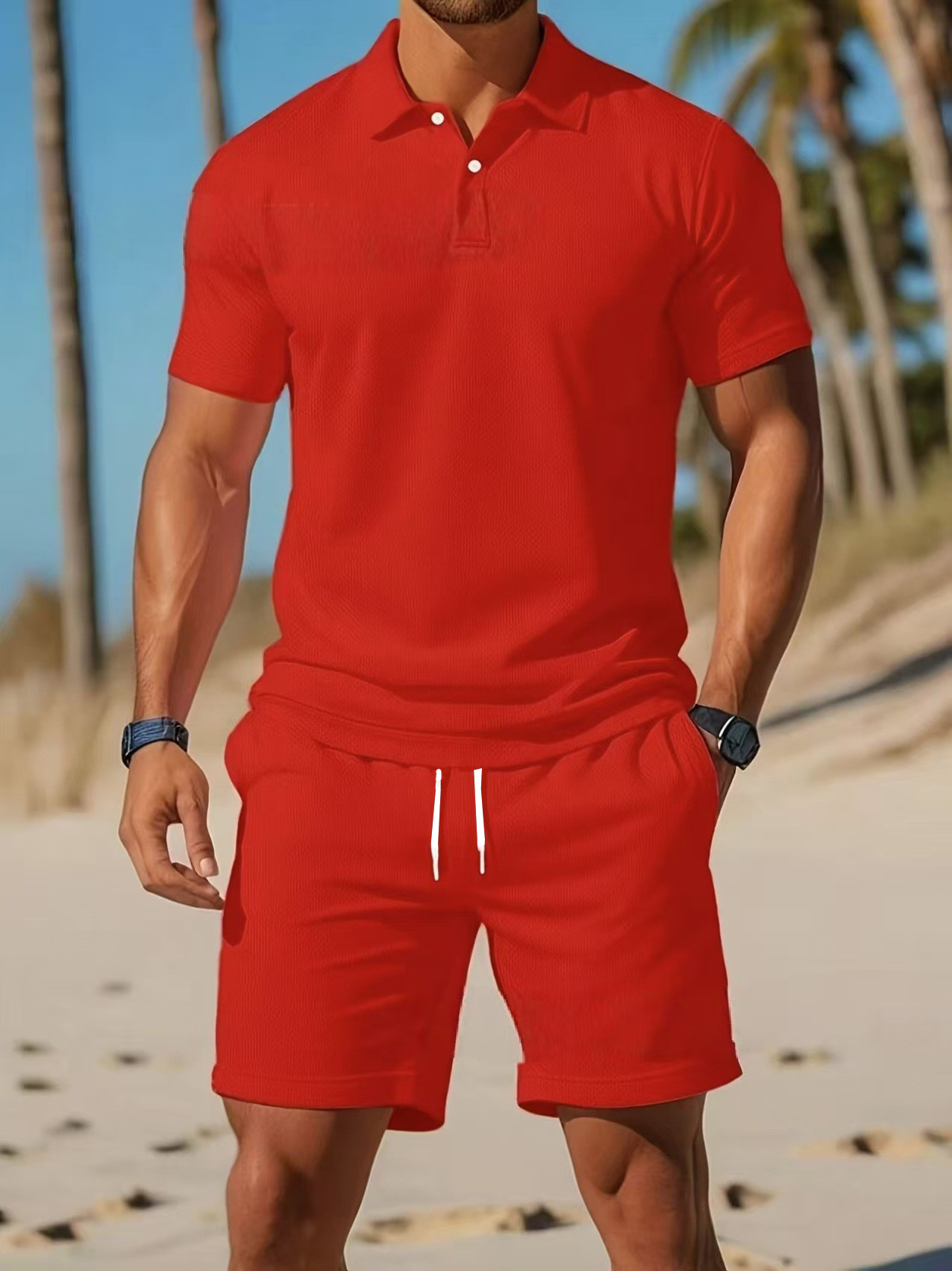 夏のカジュアル多用途ファッション、半袖ボタンダウンポロシャツ - Men'S Fashion Polo Shirt のレビューと価格