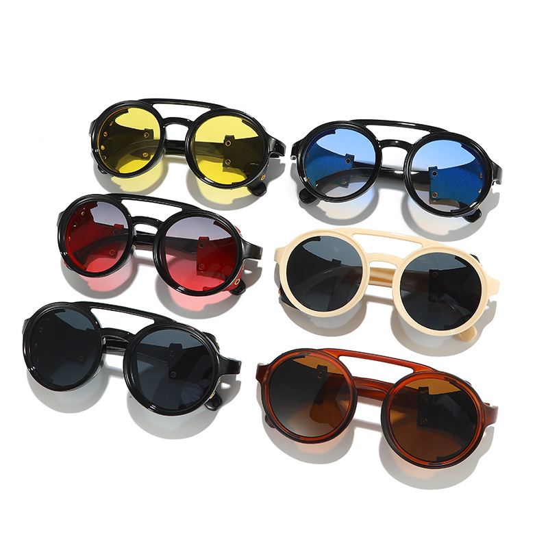レトロ抗 UV サングラス男性女性革ラウンドメガネヴィンテー - Men'S Fashion Round Glasses のレビューと価格