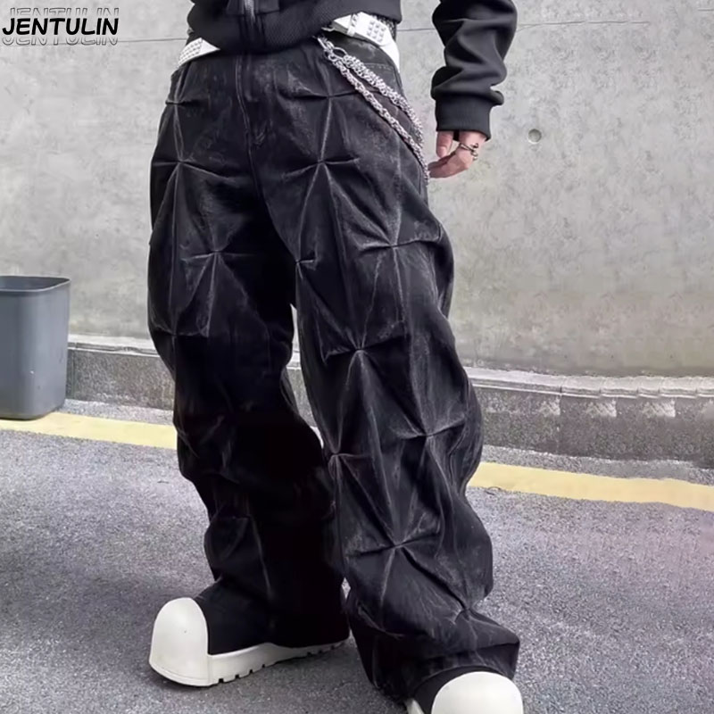 Y2K 美学新パターン刺繍バギージーンズ男性ハイストリートヴ - Men'S Fashion With Baggy Jeans のレビューと価格