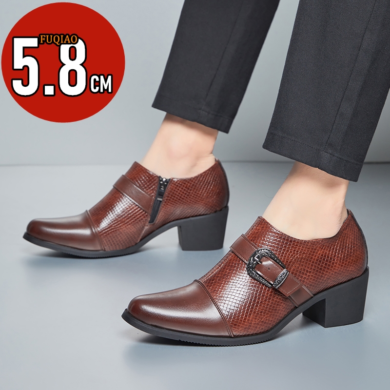 ヴィンテージスタイルメンズハイヒールレザーシューズスネークパ - Men'S Fashion Formal のレビューと価格