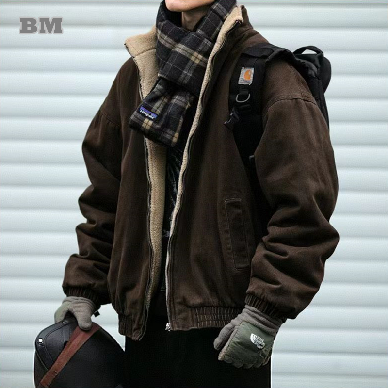 日本のヴィンテージポーラーフリースジャケット男性冬の高品質厚 - Sherpa Jacket Fleece のレビューと価格