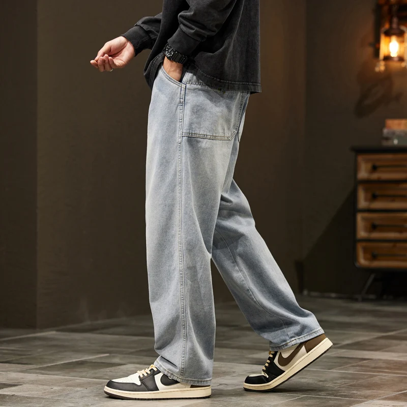 男性用ワイドレッグバギージーンズ,ストリートウェア,ルーズフ - Men'S Fashion With Baggy Jeans のレビューと価格