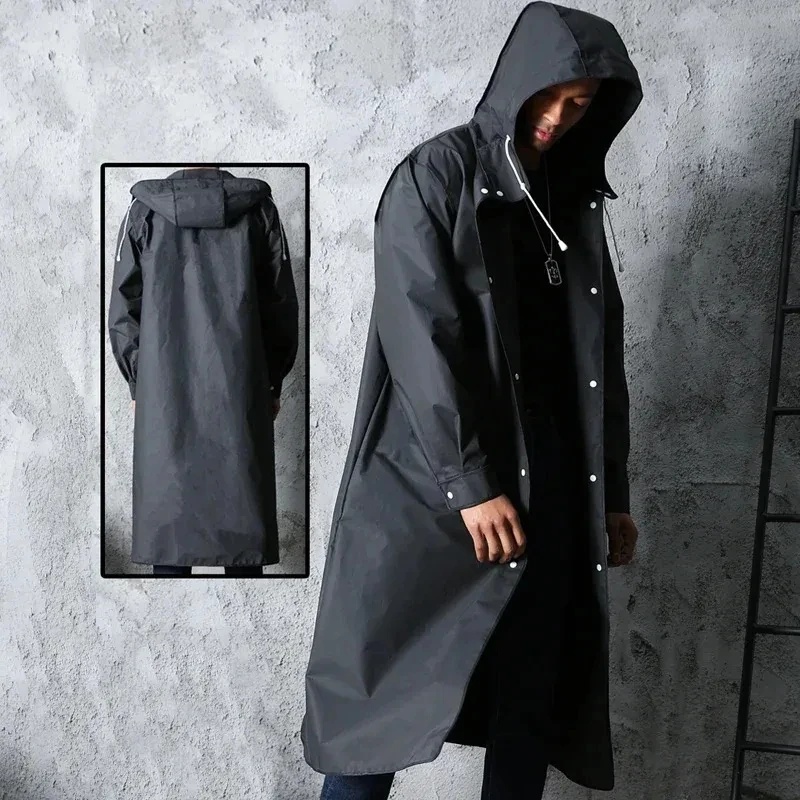 男性と女性のための防水ロングフード付きレインコート,黒,大人 - Mens Fashion Poncho のレビューと価格