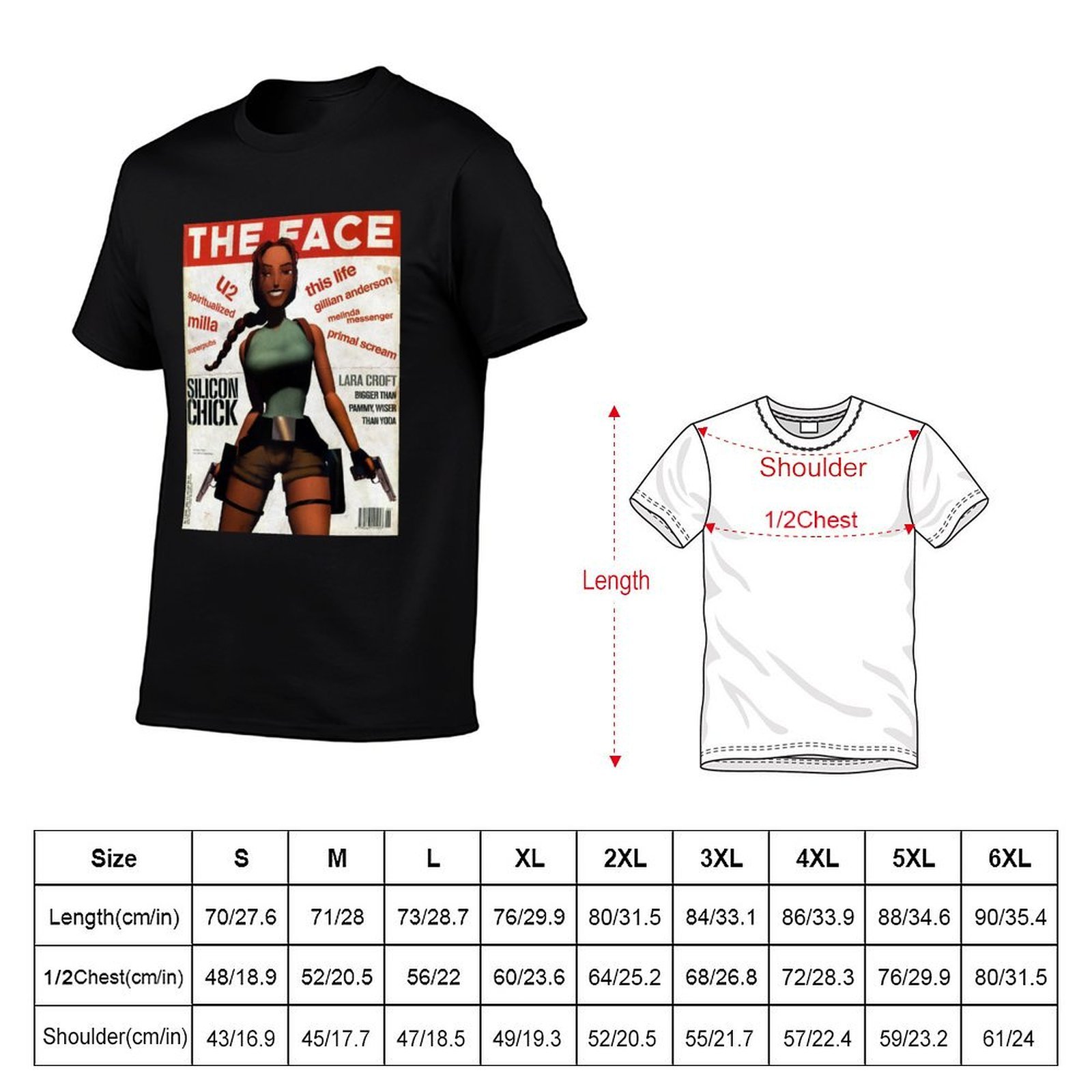 ララ・クロフト レトロマガジンプリント Tシャツ ファッショ - Mens Fashion Magazines のレビューと価格