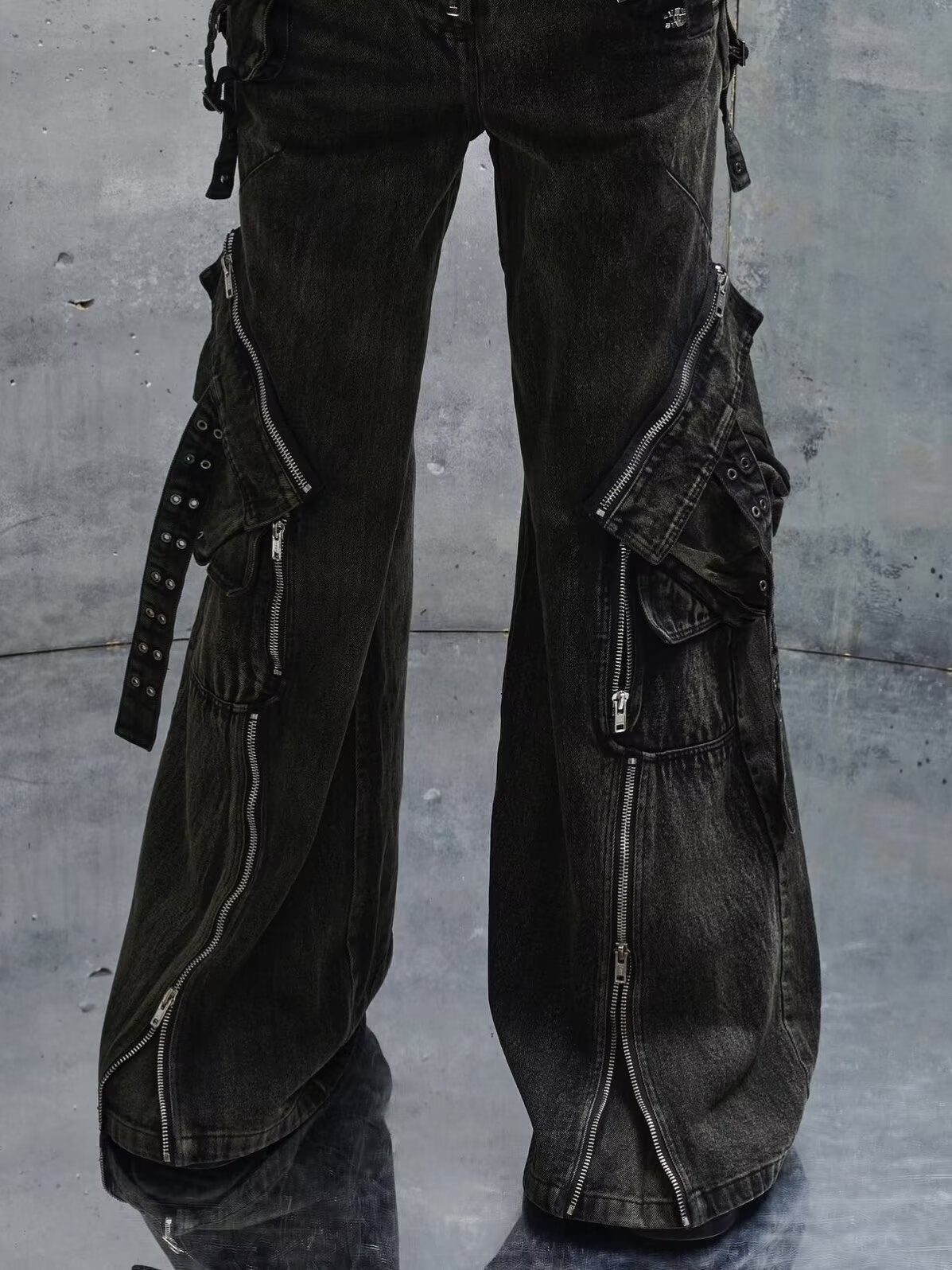 Y2K ブラック ゴシック パンク マルチポケット ジッパー - Men'S Fashion With Baggy Jeans のレビューと価格