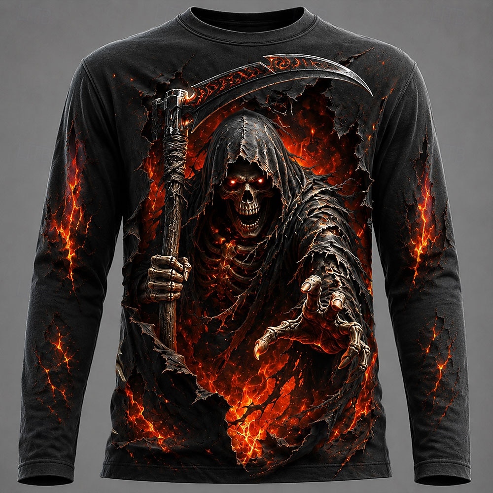 ハロウィン男性 3D グラフィックプリント長袖 Tシャツゴシ - Mens Fashion Summer のレビューと価格