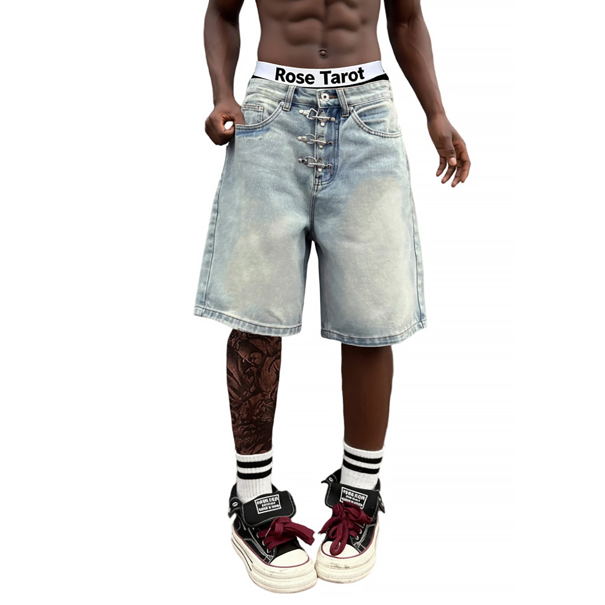 メタルバックル付きショートバギージーンズ メンズ サマー ス - Men'S Fashion With Baggy Jeans のレビューと価格