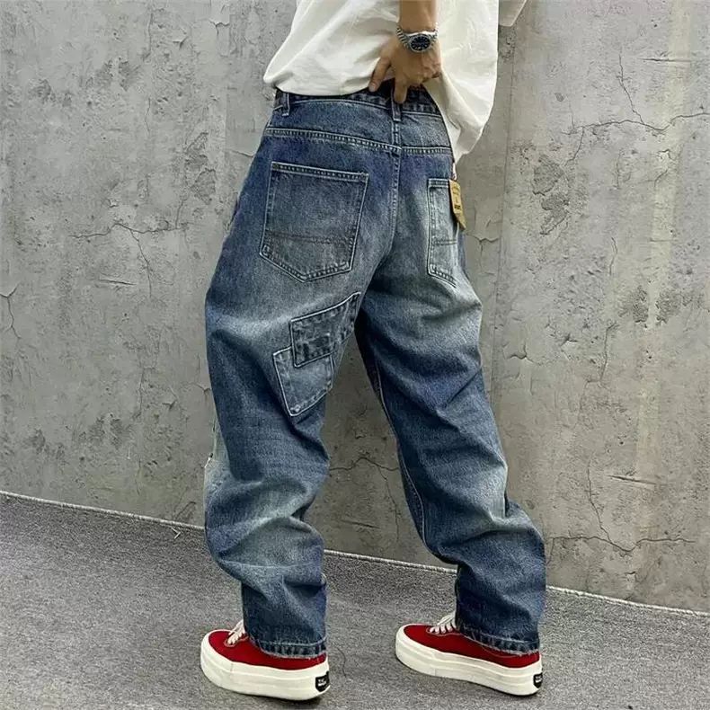 ブランドスプライシングジーンズ 秋ファッション ルーズストレ - Men'S Fashion With Baggy Jeans のレビューと価格
