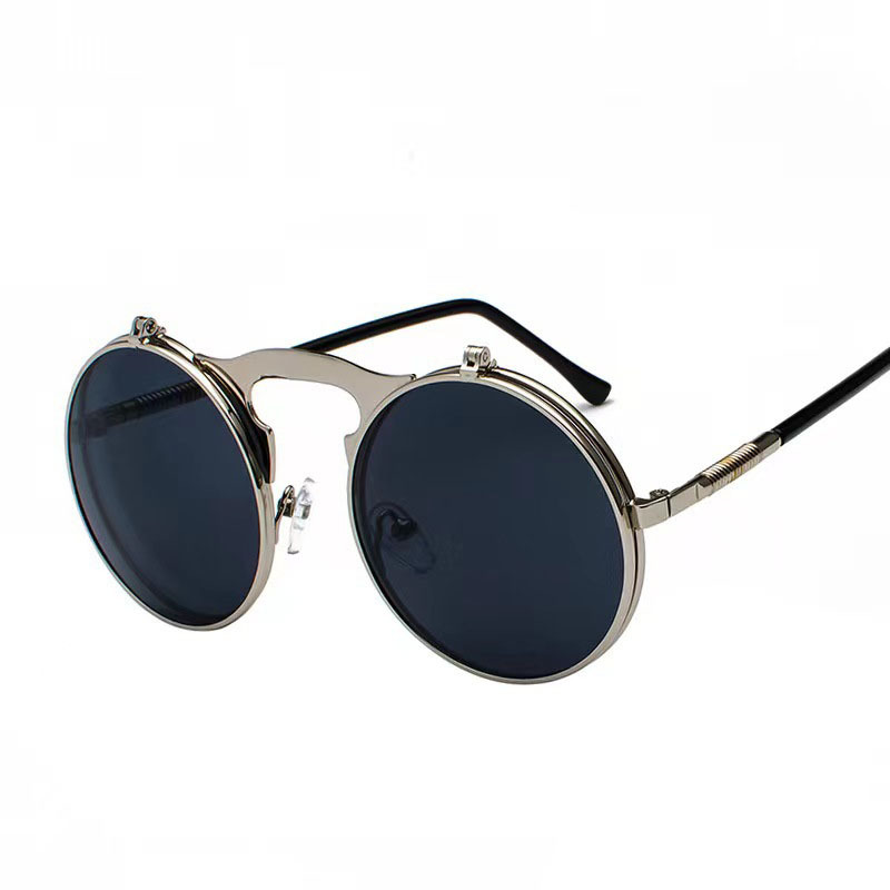 レトロスチームパンクレッドラウンドサングラス男性女性用ゴール - Men'S Fashion Round Glasses のレビューと価格