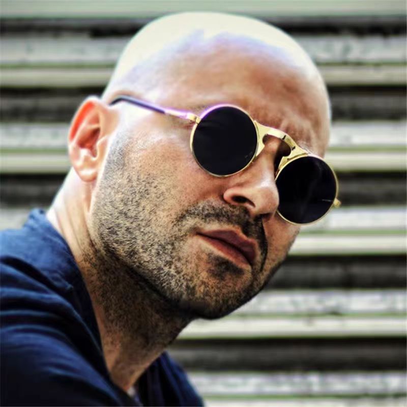 レトロスチームパンクレッドラウンドサングラス男性女性用ゴール - Men'S Fashion Round Glasses のレビューと価格