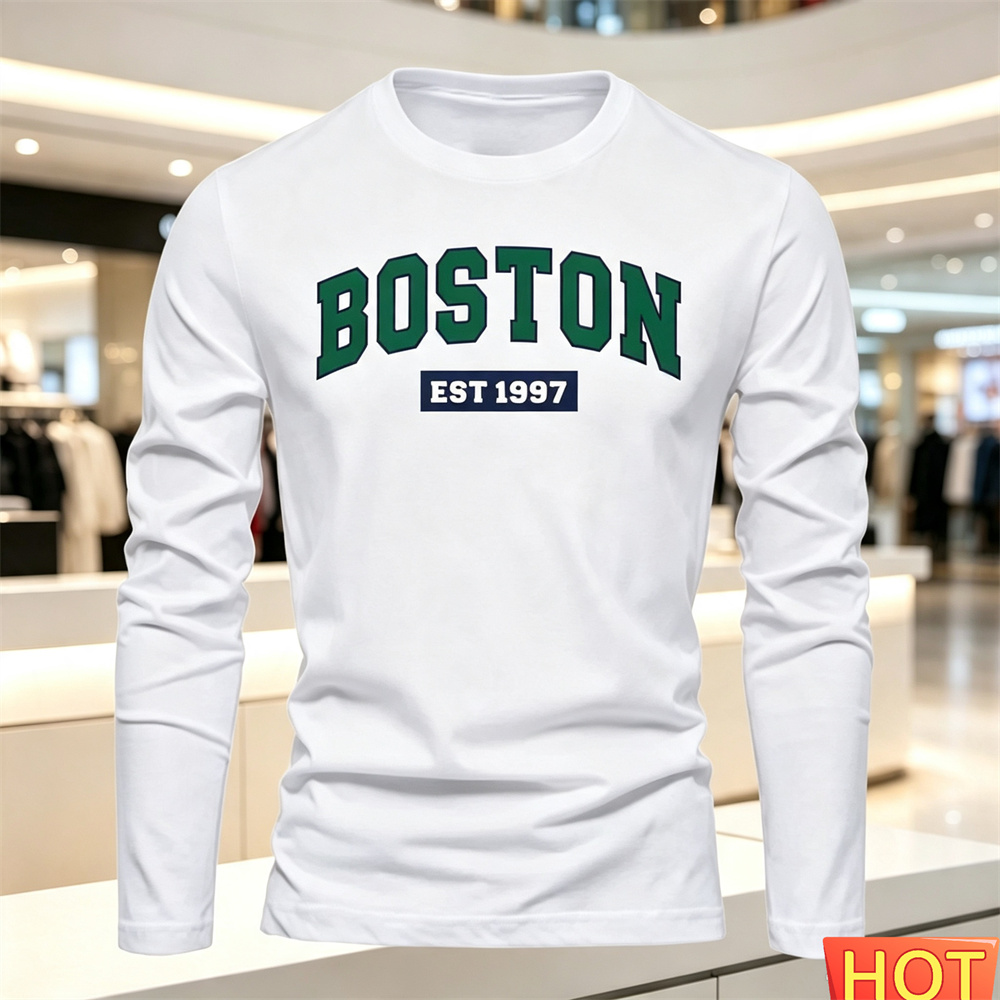 秋夏メンズ長袖 Tシャツレターパターンラウンドネック Tシャ - Men'S Fashion For Summer 2026 のレビューと価格