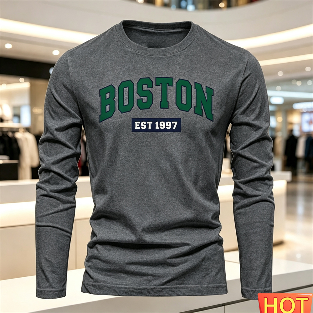 秋夏メンズ長袖 Tシャツレターパターンラウンドネック Tシャ - Men'S Fashion For Summer 2026 のレビューと価格