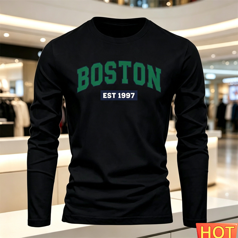 秋夏メンズ長袖 Tシャツレターパターンラウンドネック Tシャ - Men'S Fashion For Summer 2026 のレビューと価格