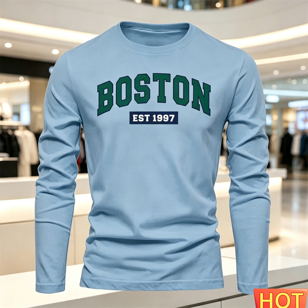 秋夏メンズ長袖 Tシャツレターパターンラウンドネック Tシャ - Men'S Fashion For Summer 2026 のレビューと価格