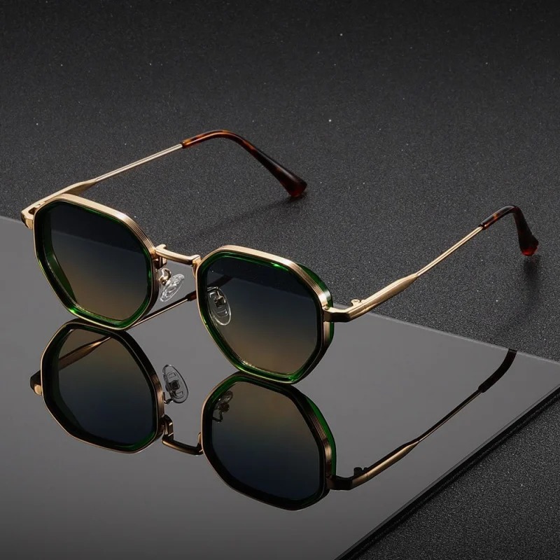 1 ペアユニセックスラウンドメタルファッショナブルなサングラ - Men'S Fashion Round Glasses のレビューと価格