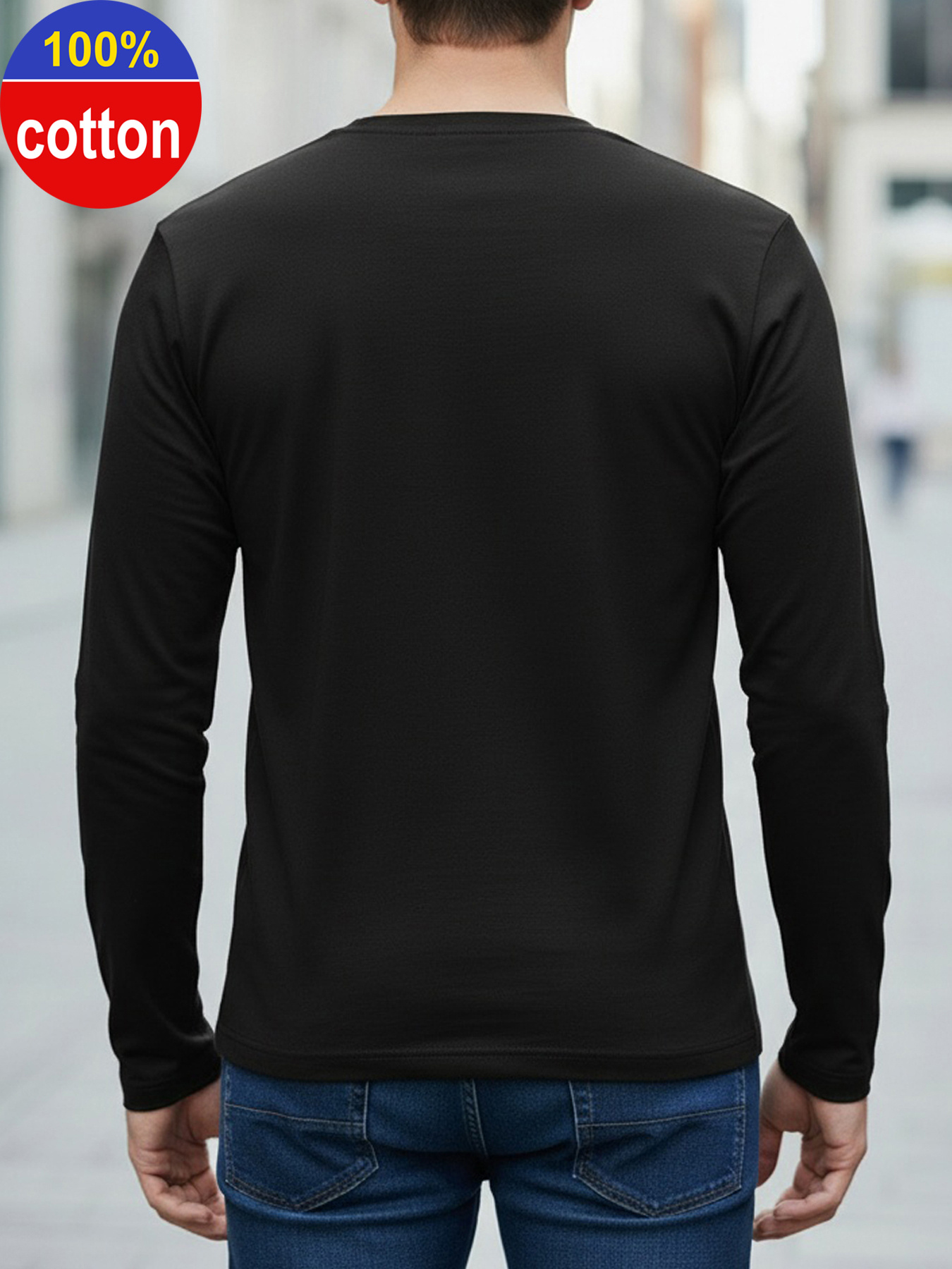 100% ピュアコットンメンズ長袖ラウンドネックルーズオート - Men'S Fashion For Summer 2026 のレビューと価格