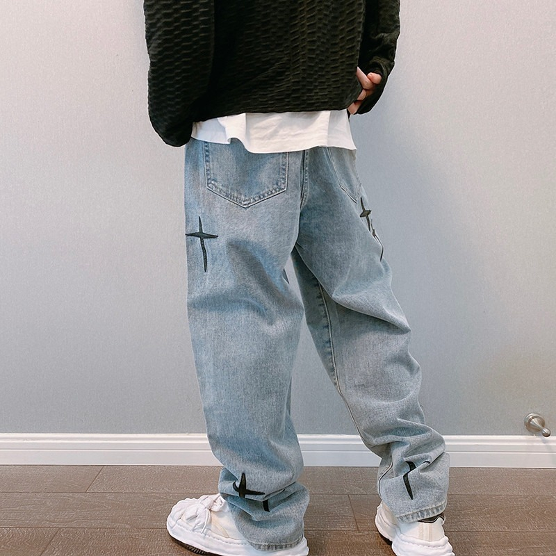 プリントジーンズ男性 2023 新ストリートだぶだぶワイドレ - Men'S Fashion With Baggy Jeans のレビューと価格