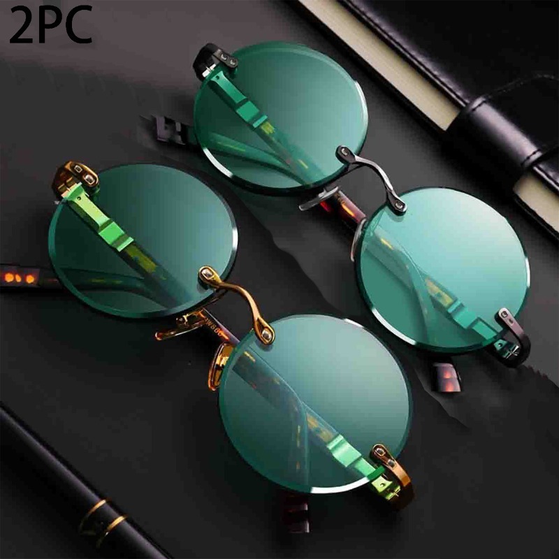 ファッションクラシックリムレスサングラス女性男性ラウンドレン - Men'S Fashion Round Glasses のレビューと価格