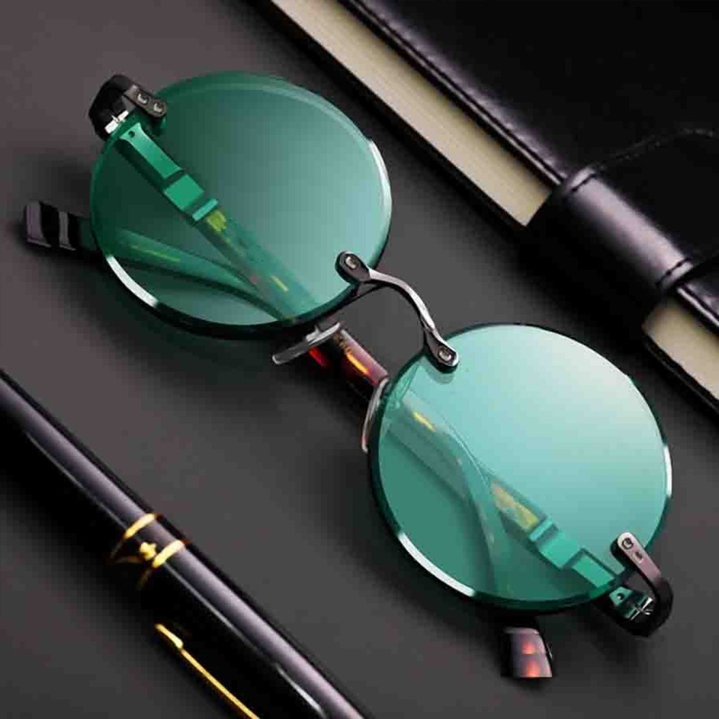 ファッションクラシックリムレスサングラス女性男性ラウンドレン - Men'S Fashion Round Glasses のレビューと価格