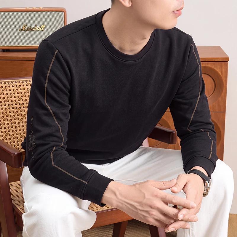メンズデイリークルーネックスウェットシャツ、長袖、袖サイドに - Mens Fashion Summer のレビューと価格