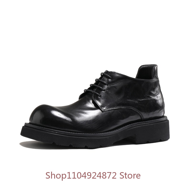 高級ファッションラウンドトゥダービーシューズメンズ本革厚底身 - Men'S Fashion Formal のレビューと価格
