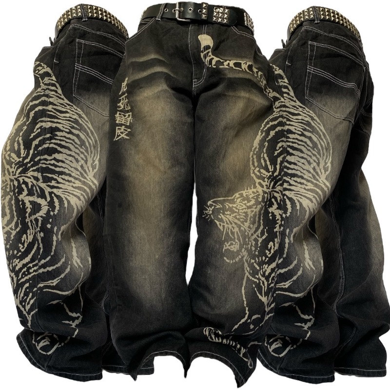 2025 ファッション新特大パターン印刷だぶだぶのジーンズ男 - Men'S Fashion With Baggy Jeans のレビューと価格