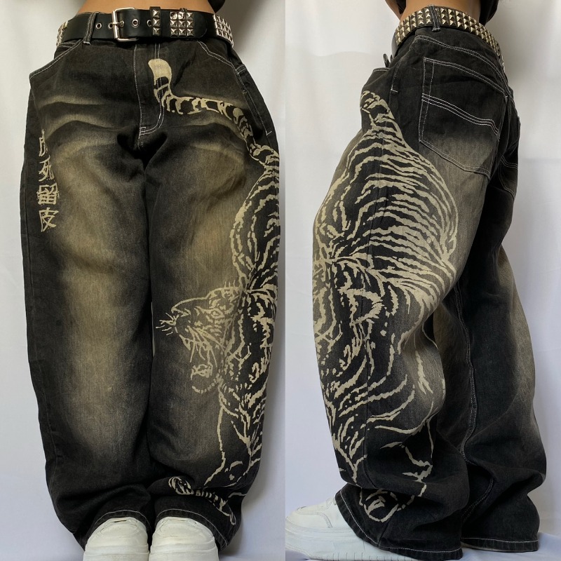 2025 ファッション新特大パターン印刷だぶだぶのジーンズ男 - Men'S Fashion With Baggy Jeans のレビューと価格