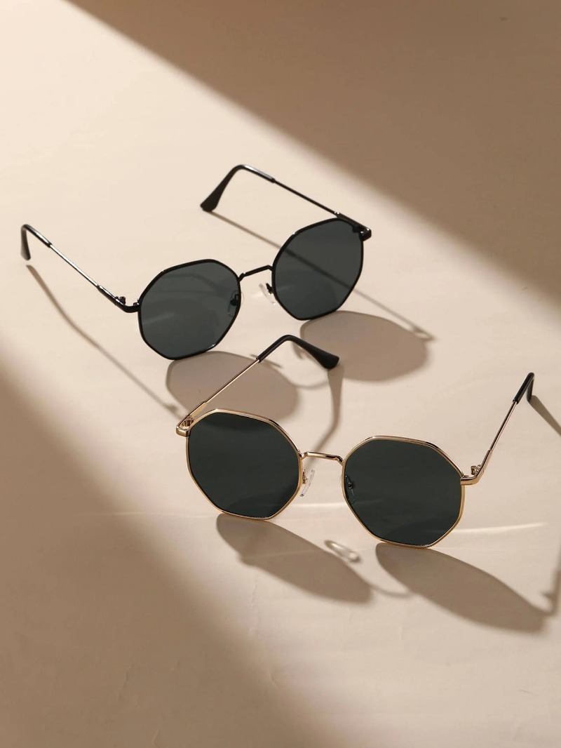 1/3 個メタル幾何学模様ラウンドフレームサングラスファッシ - Men'S Fashion Round Glasses のレビューと価格