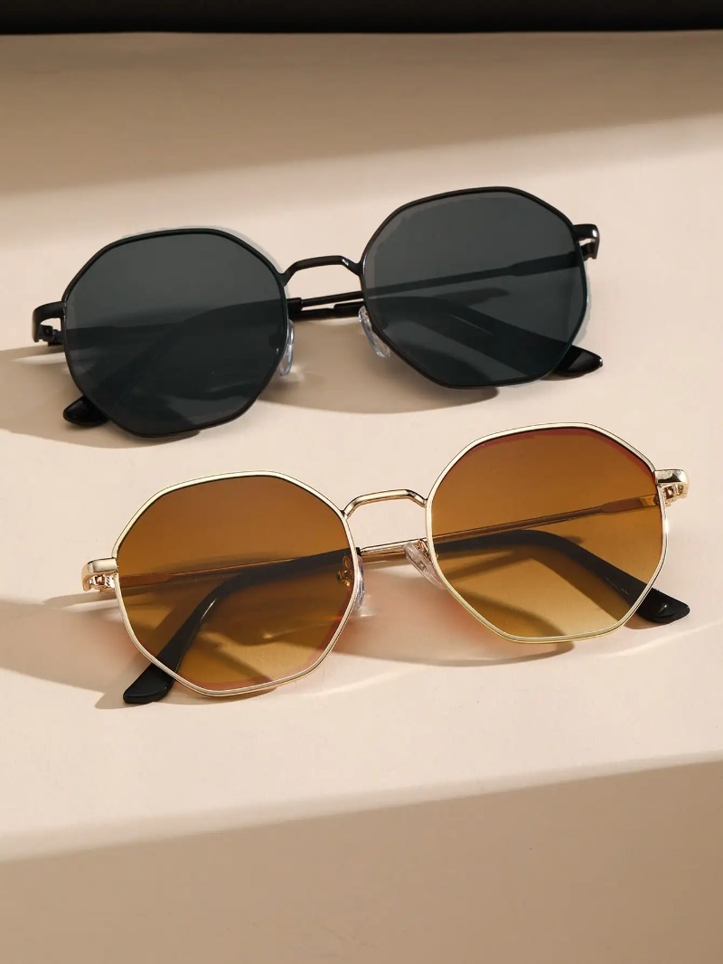 1/3 個メタル幾何学模様ラウンドフレームサングラスファッシ - Men'S Fashion Round Glasses のレビューと価格